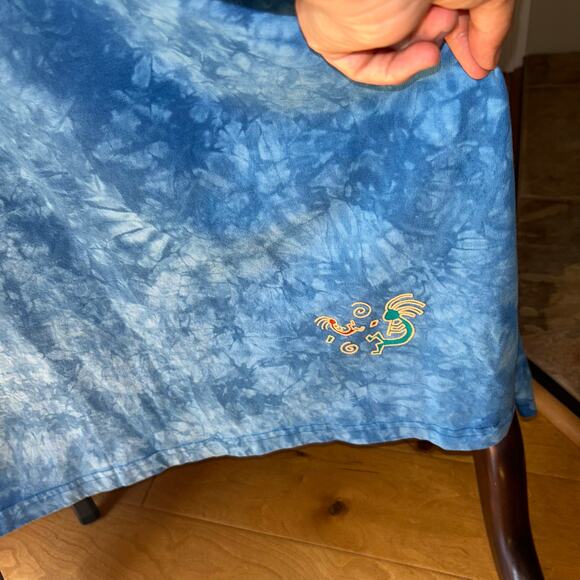 Vintage Cactus Bay Womens Blue Tie Dye Maxi Dress Kokopelli Medium southwestern - Picture 5 of 12